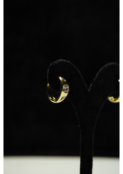 Zirkon Taşlı Minimal Çelik Küpe