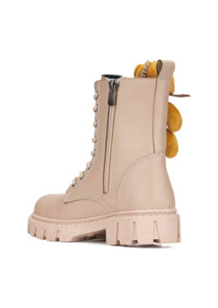 Kız Çocuk Anatomik Kalın Taban Ayıcık Aksesuarlı Bağcıklı Bot