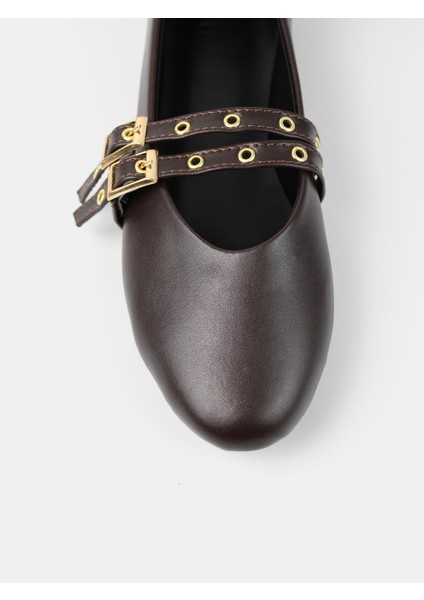 Acı Kahve Zımbalı Kadın Günlük Babet modelleri