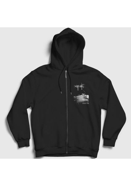 Unisex Siyah Eufori Apati Fermuarlı Kapüşonlu Sweatshirt