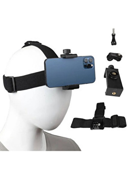 Ayarlanabilir Kafa Bandı Vlog Video Çekim Seti 5.5-10 cm Telefonlarla Uyumlu Dayanıklı ABS