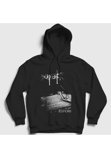 Unisex Siyah Eufori Apati Kapüşonlu Sweatshirt