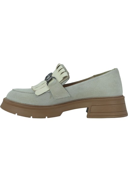 257003 Hakiki Deri Loafer Kadın Ayakkabı Tokalı Fırfırlı fırsatları