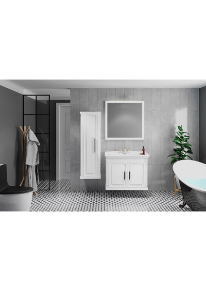 Albatros 80 cm Beyaz Kapaklı Banyo Dolabı