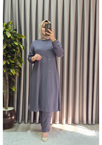 Kadın Tesettür Giyim Büyük Beden Mihra Pantolonlu Ikili Takım