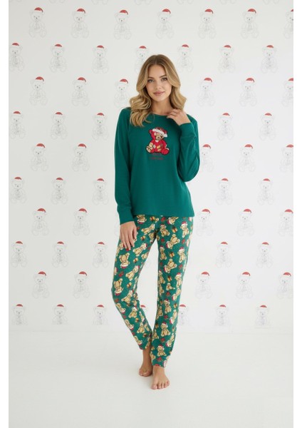 Kadın Bisiklet Yaka Düğmesiz Bilekler Lastikli/jogger Yumuşak Termal Kışlık Pijama Takımı modelleri