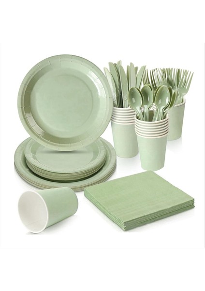 Sage Solid Ginty Part Y 16 Misafir Için Malzeme Kiti - Tabaklar, Bardaklar, Çatal Bıçak Takımı, Peçeteler Içerir (Yurt Dışından)