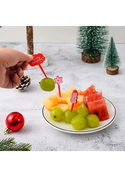 Noel temalı meyve seçimleri, meyve gıda çatal seçmeleri seti, mini kürdan çatalları, yeniden kullanılabilir öğle yemeği kutusu kürdan (Yurt Dışından) fiyatları