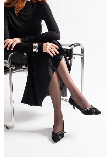 Simone Siyah Süet Deri Kadın Topuklu Ayakkabı fiyatları