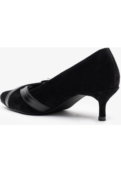 Simone Siyah Süet Deri Kadın Topuklu Ayakkabı modelleri