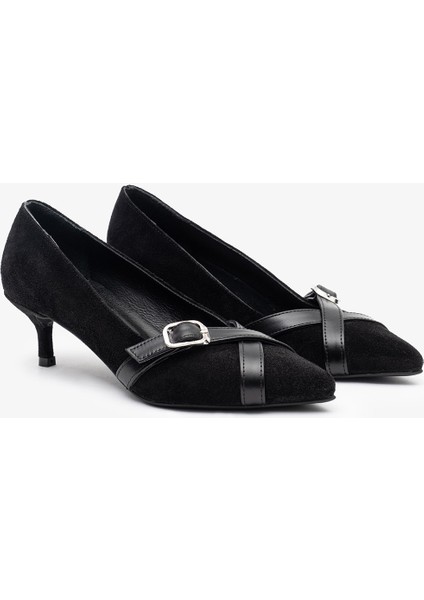 Simone Siyah Süet Deri Kadın Topuklu Ayakkabı fırsatları