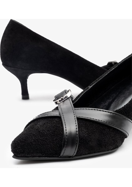 Simone Siyah Süet Deri Kadın Topuklu Ayakkabı indirimleri