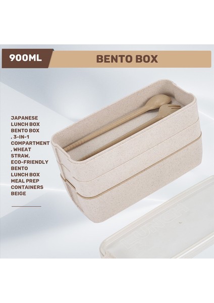 Japon Öğle Yemeği Kutusu Bento Kutusu, 3&#39;ü 1 Arada Bölme, Buğday Samanı, Çevre Dostu Bento Öğle Yemeği Kutusu Yemek Hazırlık Konteynerleri Bej (Yurt Dışından) fırsatları
