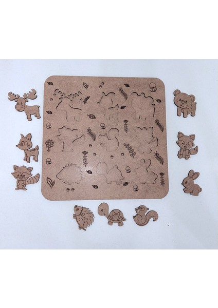 Ahşap Vahşi Hayvanlar Puzzle ve Boyama Tablası fırsatları