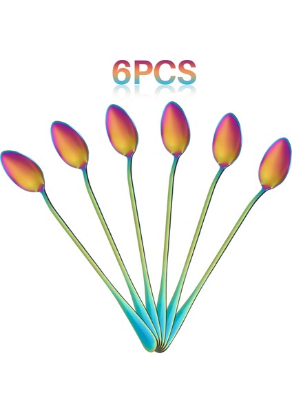 Kahve Çay Kaşığı, 6 Gökkuşağı Renkli Kahve Kaşığı Uzun Saplı Dondurma Çöl Kaşık Kokteyl Karıştırma Kaşıkları Karıştırma Kaşık, Sivri Başlık (Yurt Dışından) fiyatları