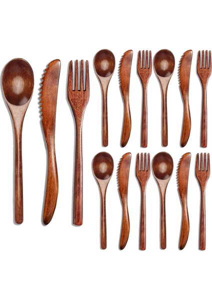 15 Adet Ahşap Kaşık Çatal Bıçak Çatal Bıçak Takımı Ahşap Yemek Gereçleri Seti Mutfak Ahşap Sofra Sofra Takımları Çatal Bıçak Takımı Seti (Yurt Dışından)