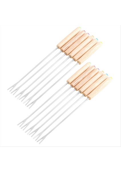 Fondu Çatalları, Çikolata Çeşmesi Için Ahşap Saplı Isıya Dayanıklı Peynir Fondü Çubukları (Yurt Dışından)