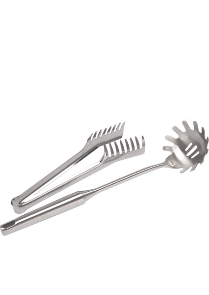 2 Adet Paslanmaz Çelik Spagetti Sunucusu Seti, Paslanmaz Çelik Spagetti Makarna Maşa, Makarna Kaşık Sunucusu Çatal (Yurt Dışından)