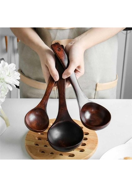 Ahşap Kepçe Kaşık Seti Uzun Saplı Çorba Kepçe Pot ve Kase Yapışmaz Ahşap Kaşık Yemek Pişirmek Için Set (Yurt Dışından) fırsatları