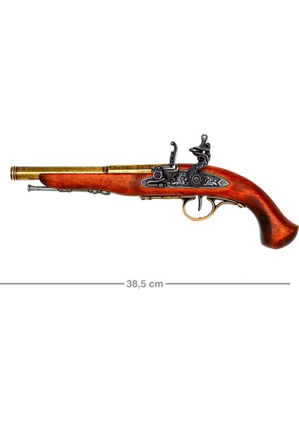 Denix Dekoratif Replika Çakmaklı Tabanca 38.5 cm (Sol El), 18. Yüzyıl