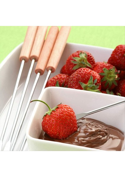 Fondu Çatalları, Çikolata Çeşmesi Için Ahşap Saplı Isıya Dayanıklı Peynir Fondü Çubukları (Yurt Dışından) indirimleri