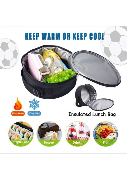 Okul Piknik Kampı Için Kayış, Yeniden Kullanılabilir Yuvarlak Termal Çantalarla Futbol Öğle Yemeği Çantası- Lacivert (Yurt Dışından) fırsatları
