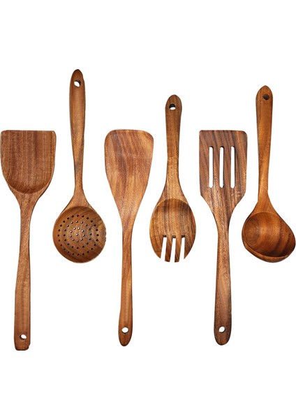 Yemek Pişirmek Için Ahşap Kaşıklar, Ahşap Pişirme Aletleri 6pcs Ahşap Mutfak Gereçleri Yemek Pişirmek Için Ahşap Mutfak Eşyaları (Yurt Dışından)