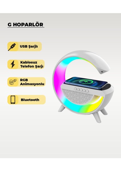 Rgb Ledli ve Kablosuz Telefon Şarjlı Bluetooth G Hoparlör fırsatları