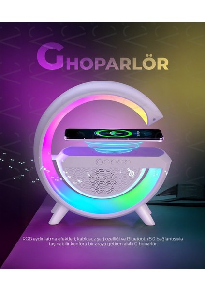 Rgb Ledli ve Kablosuz Telefon Şarjlı Bluetooth G Hoparlör