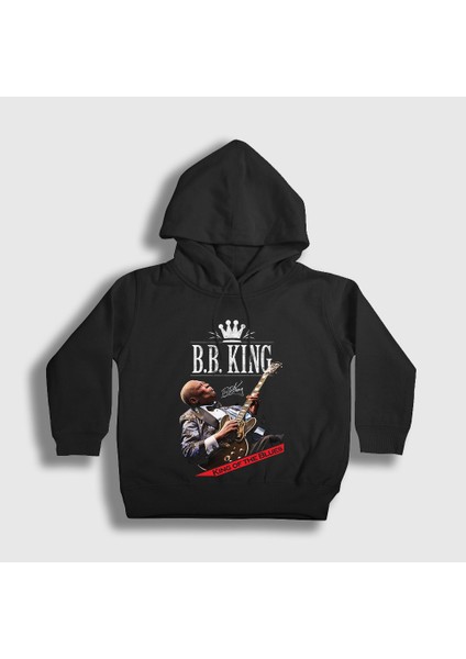 Unisex Çocuk Siyah King Of The Blues B B King Kapüşonlu Sweatshirt