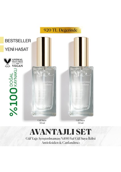 Limited Edition Saf Gül Suyu 50 ml 2'li Set