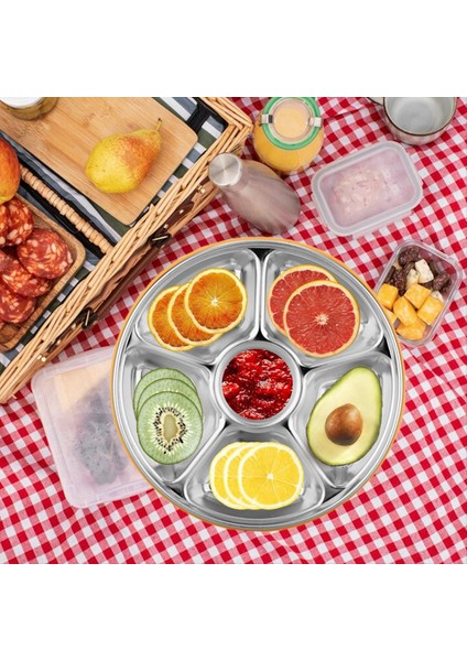 Kapaklı Bölünmüş Servis Tepsisi - Kapak ve Daldırma Atıştırmalık Tabağı ile Yeniden Kullanılabilir Sebze Tepsisi 6 Bölmeler 10 Inç 60OZ (Yurt Dışından) modelleri