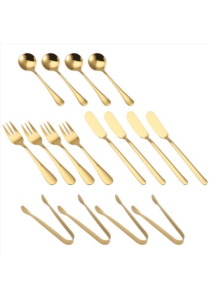 Peynir Tereyağı Serpme Bıçakları Set 16 Parçası Şarjeri Aksesuarlar Paslanmaz Çelik Tereyağı Bıçakları Tongs (Altın) (Yurt Dışından)