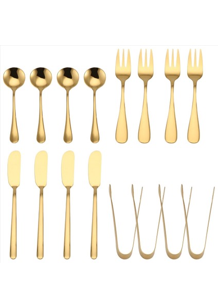 Peynir Tereyağı Serpme Bıçakları Set 16 Parçası Şarjeri Aksesuarlar Paslanmaz Çelik Tereyağı Bıçakları Tongs (Altın) (Yurt Dışından) fiyatları