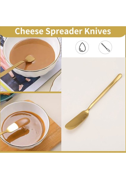 Peynir Tereyağı Serpme Bıçakları Set 16 Parçası Şarjeri Aksesuarlar Paslanmaz Çelik Tereyağı Bıçakları Tongs (Altın) (Yurt Dışından) indirimleri