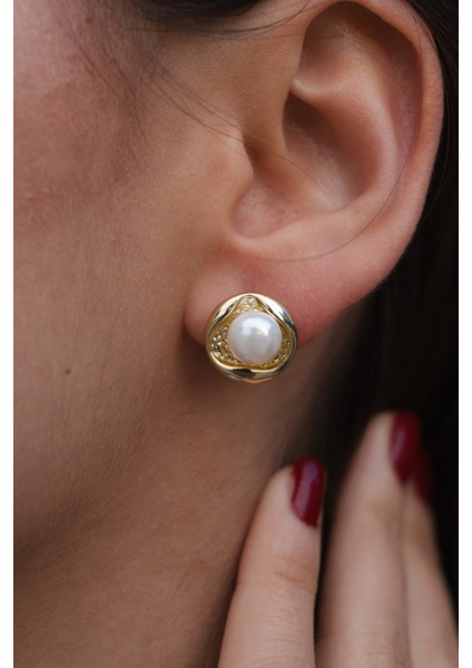 Inci Taşlı Minimal Çelik Küpe