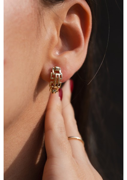 Zincir Formlu Minimal Çelik Küpe