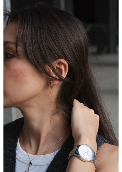 Zincir Formlu Minimal Çelik Küpe fırsatları