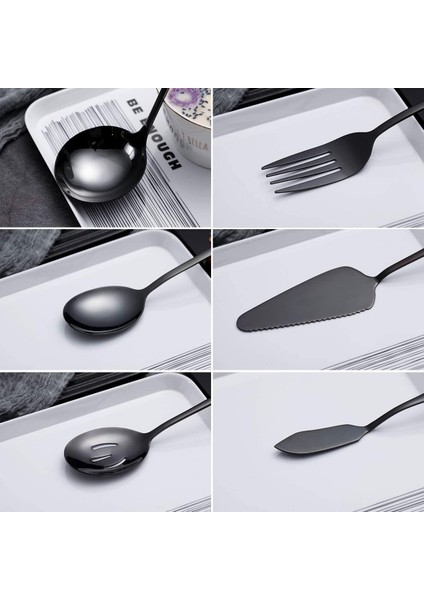 6 Parçalı Servis Stepware Silverware Seti, Servis Zarge Seti, Kek Sunucusu, Yuvalı Servis Kaşık Siyahı Içerir (Yurt Dışından) fiyatları