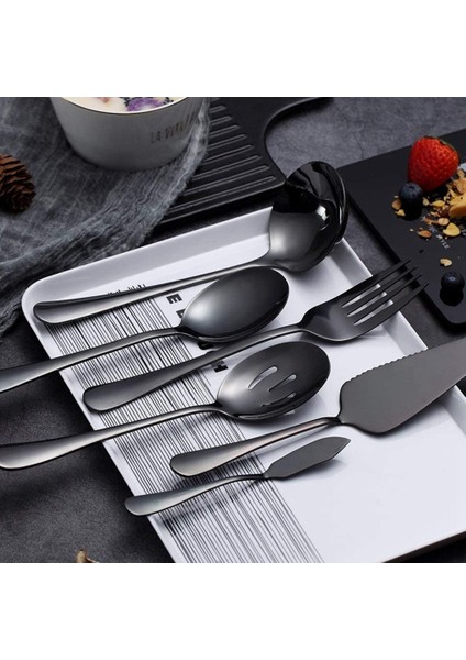 6 Parçalı Servis Stepware Silverware Seti, Servis Zarge Seti, Kek Sunucusu, Yuvalı Servis Kaşık Siyahı Içerir (Yurt Dışından) indirimleri