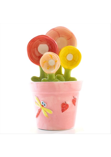 Seramik Ölçüm Kaşık Pişirme Yemekleri Mutfak Tuz Şeker Kaşığı Temel Sevimli Mutfak Malzemeleri Pembe (Yurt Dışından)