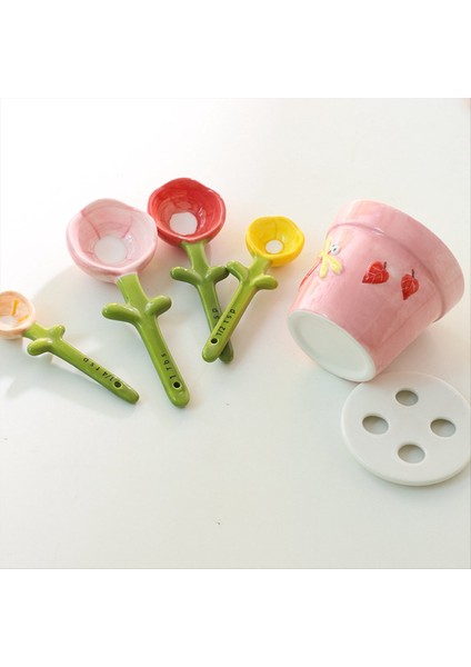 Seramik Ölçüm Kaşık Pişirme Yemekleri Mutfak Tuz Şeker Kaşığı Temel Sevimli Mutfak Malzemeleri Pembe (Yurt Dışından) fiyatları