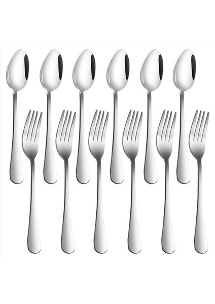 12 Set, Paslanmaz Çelik Akşam Yemeği Çatalları ve Kaşıklar, En Iyi Ağır Hizmet Tipi Çatalları (8 Inç) ve Kaşık (7 Inç) Çatal Bıçak Takımı Bulun (Yurt Dışından)