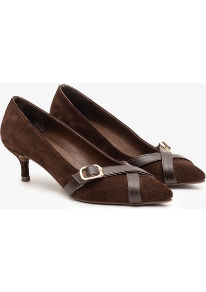 Simone Kahverengi Süet Deri Kadın Topuklu Ayakkabı fırsatları