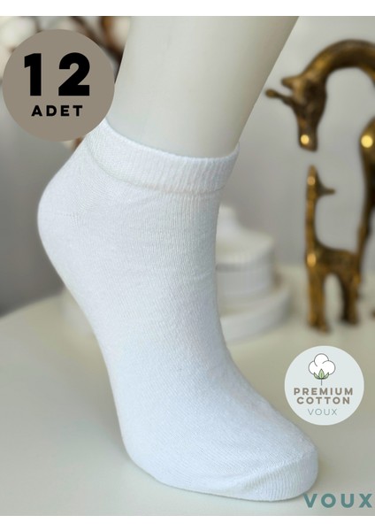 Pamuklu Beyaz Kadın Sneaker Çorap 12 'li