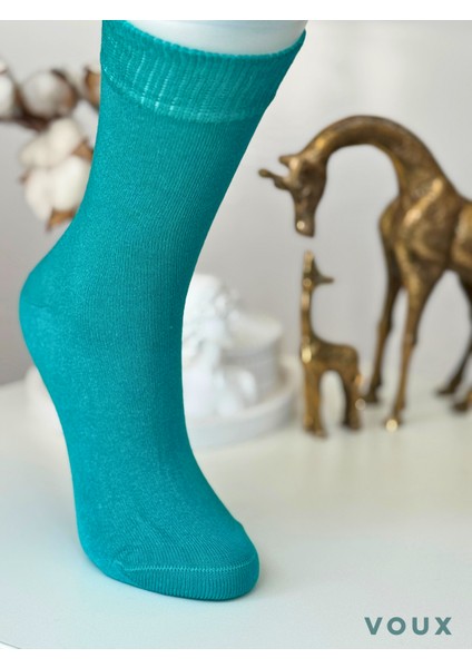 Bambu Dikişsiz Şeker Kokulu Mavi Yarım Konç Çorap 4 'lü