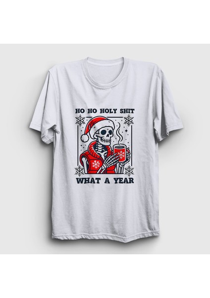 Unisex Beyaz What A Year Yılbaşı Noel Christmas T-Shirt