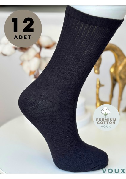 Siyah Yarım Konç Kolej Çorabı 12 'li