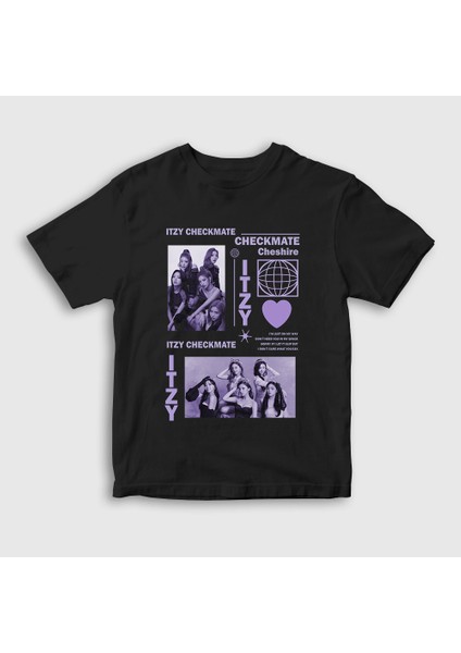 Unisex Çocuk Siyah Poster K Pop Itzy T-Shirt