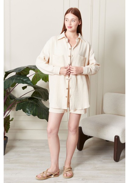 Soft %100 Koton Kumaş Şort Gömlek Takım fiyatları